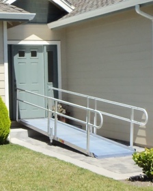 Photo of a home entry wheelchair ramp.